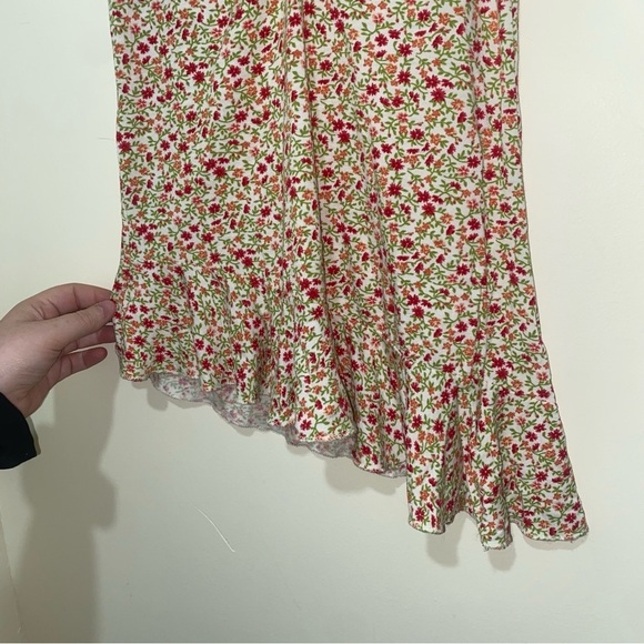 Womens  Y2K Party Girl Summer Floral V-Neck Diagonal Cut Flowy Sleeve stank Top - Picture 9 of 13